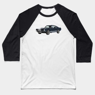 Blue Vintage Muscle Car Baseball T-Shirt